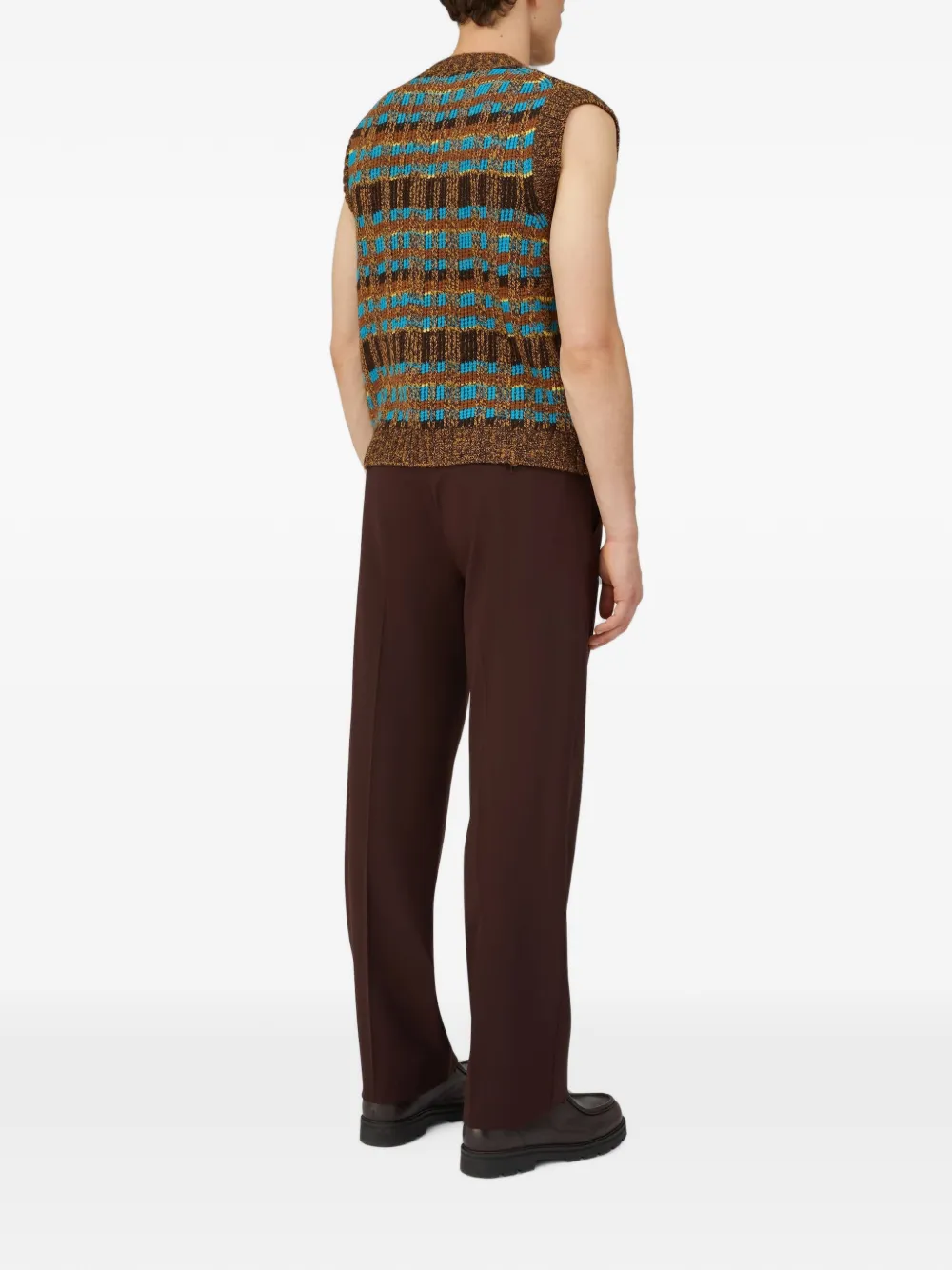 RETORI Gebreide top met V-hals en jacquard Bruin