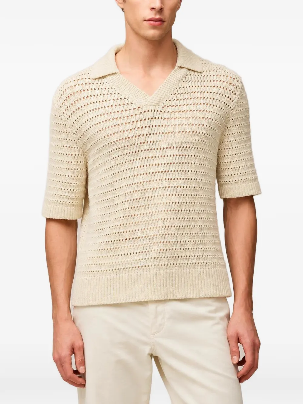 RETORI Poloshirt met katoenen stiksels Beige