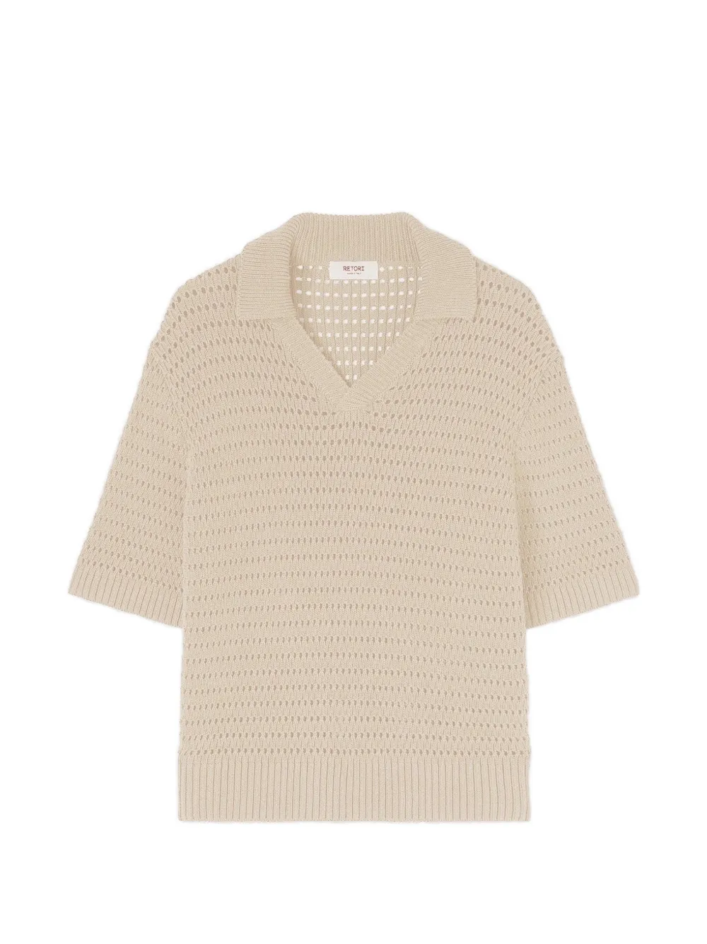 RETORI net-stitch cotton polo shirt - Toni neutri