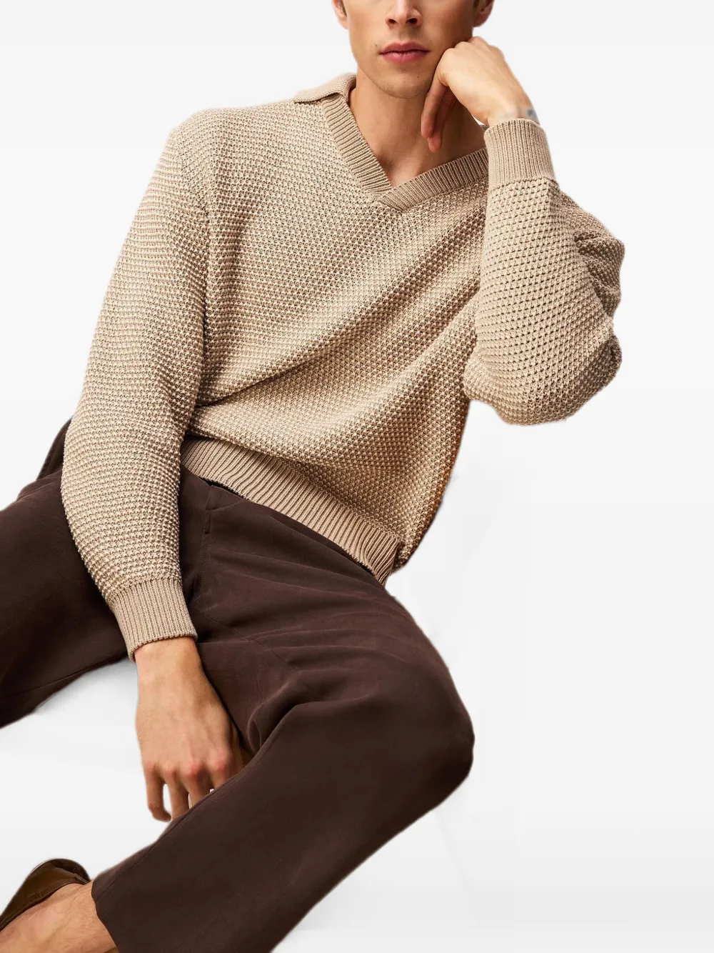 RETORI Gebreide trui met lange mouwen Beige
