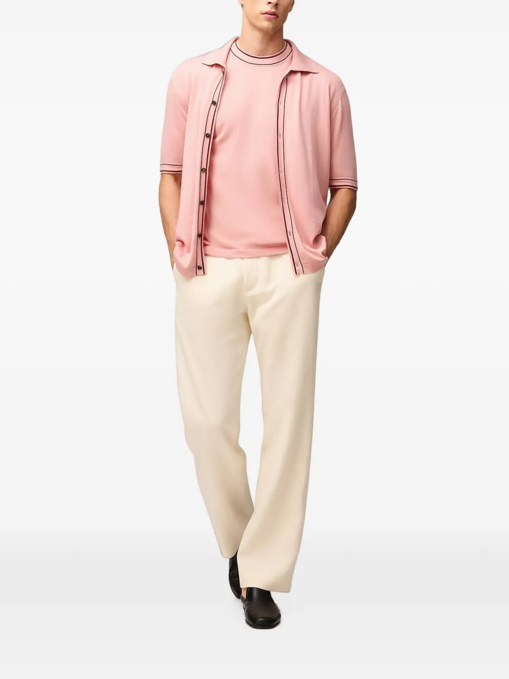 RETORI Gebreid T-shirt met streepdetail Roze