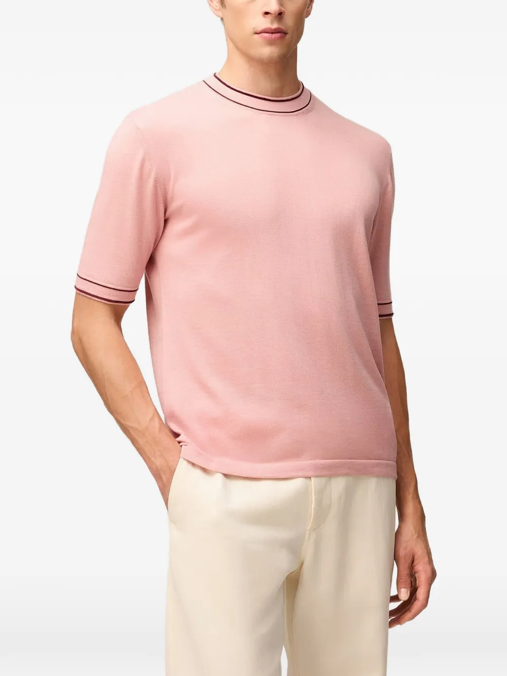RETORI Gebreid T-shirt met streepdetail Roze
