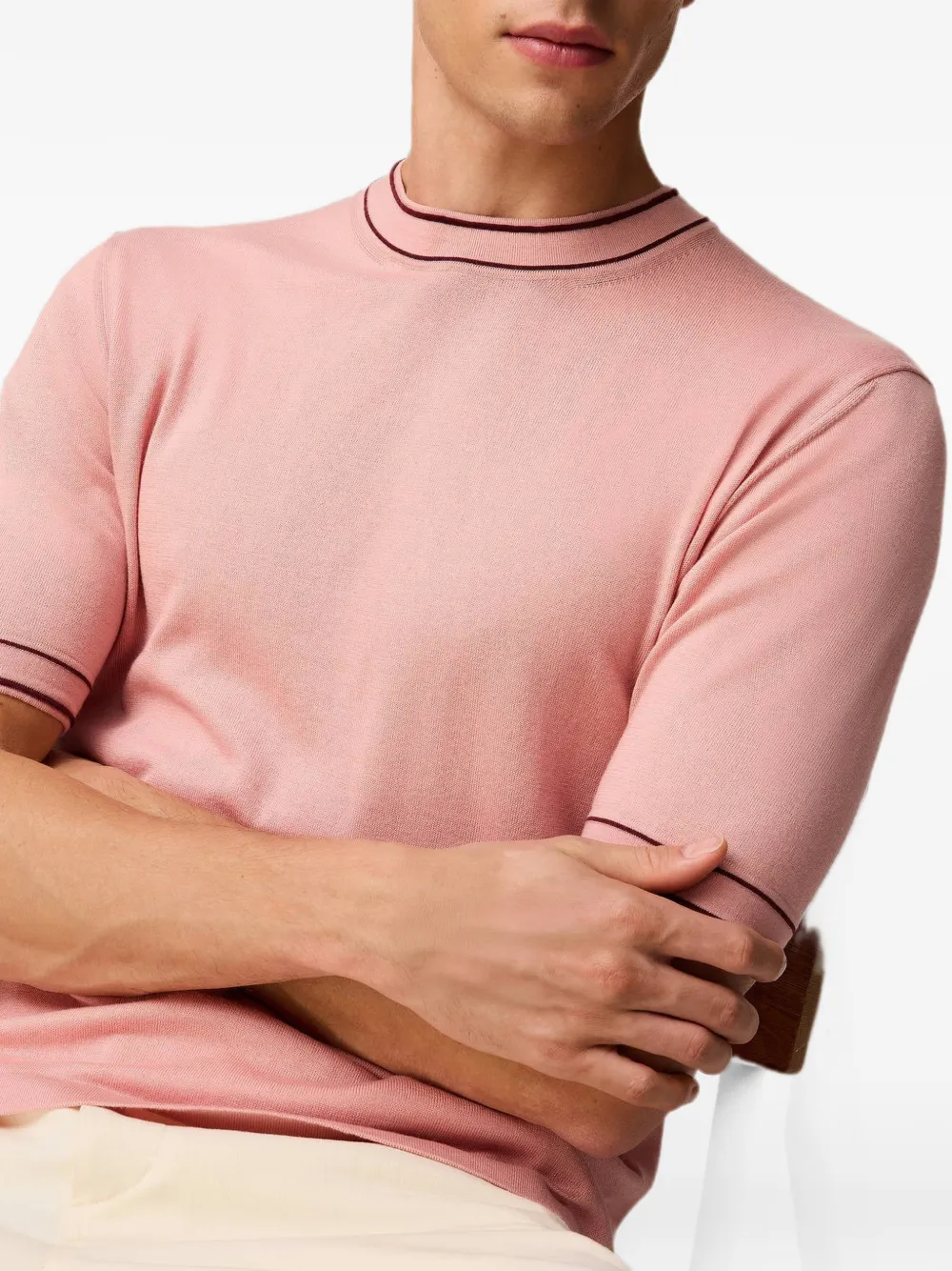 RETORI Gebreid T-shirt met streepdetail Roze