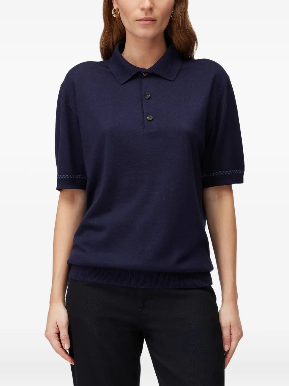 RETORI Poloshirt met Damier-patroon Blauw