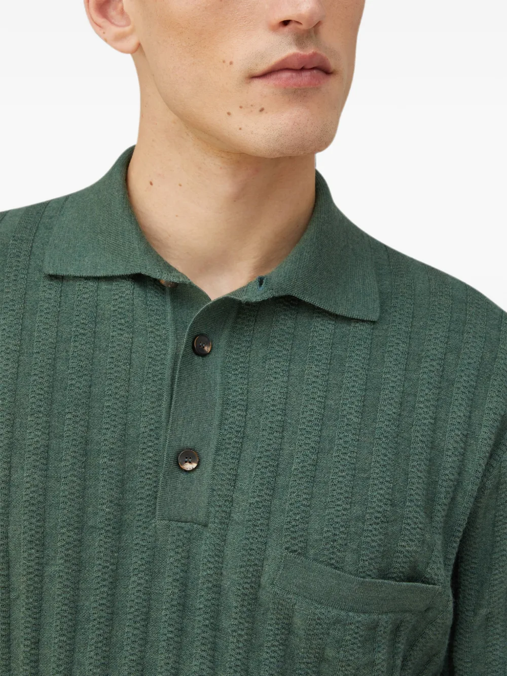 RETORI Wollen poloshirt met zak aan de voorkant Groen