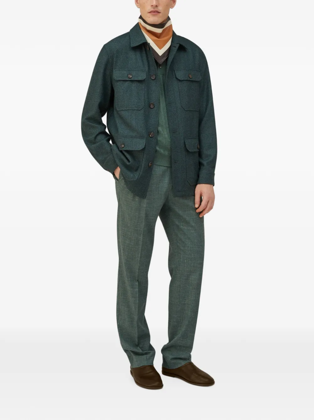 RETORI Wollen poloshirt met zak aan de voorkant Groen