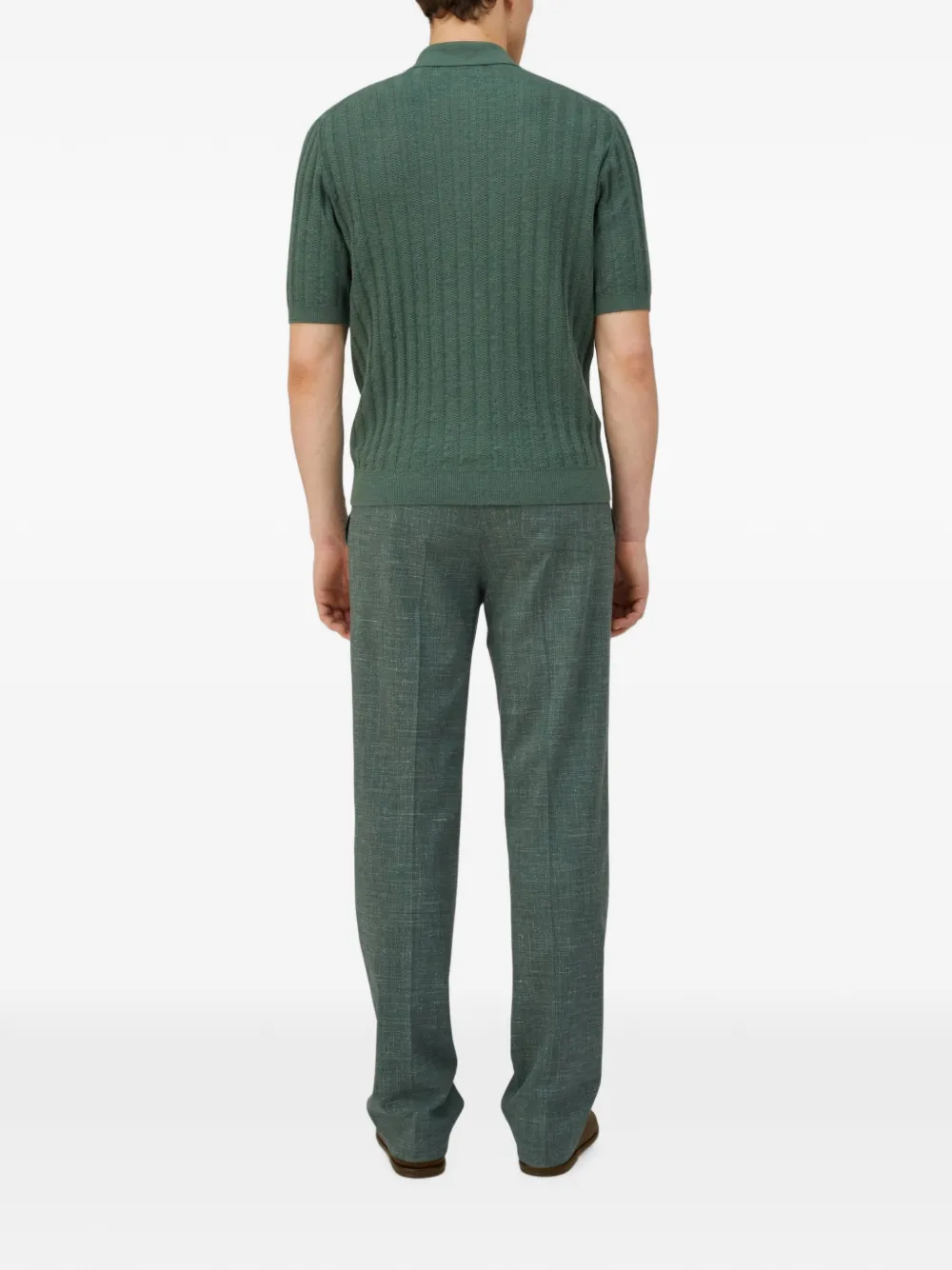 RETORI Wollen poloshirt met zak aan de voorkant Groen