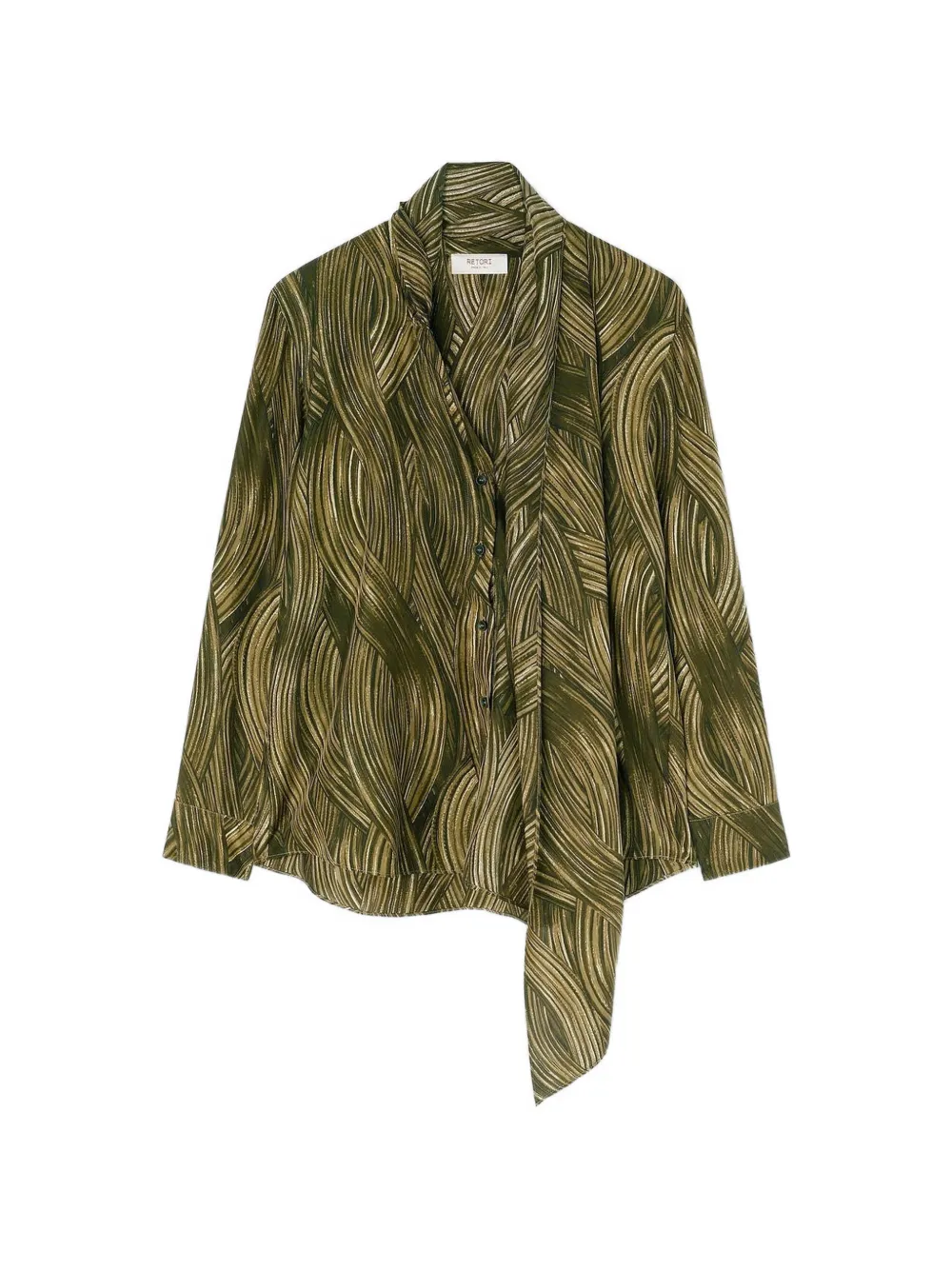 RETORI printed scarf-detail blouse - Green