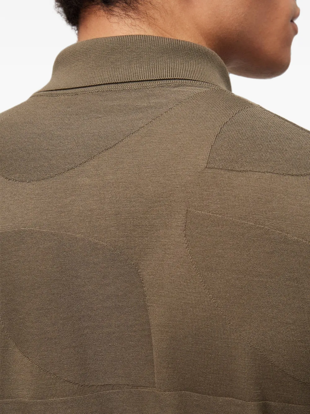 RETORI Zijden poloshirt met botanisch patroon Bruin