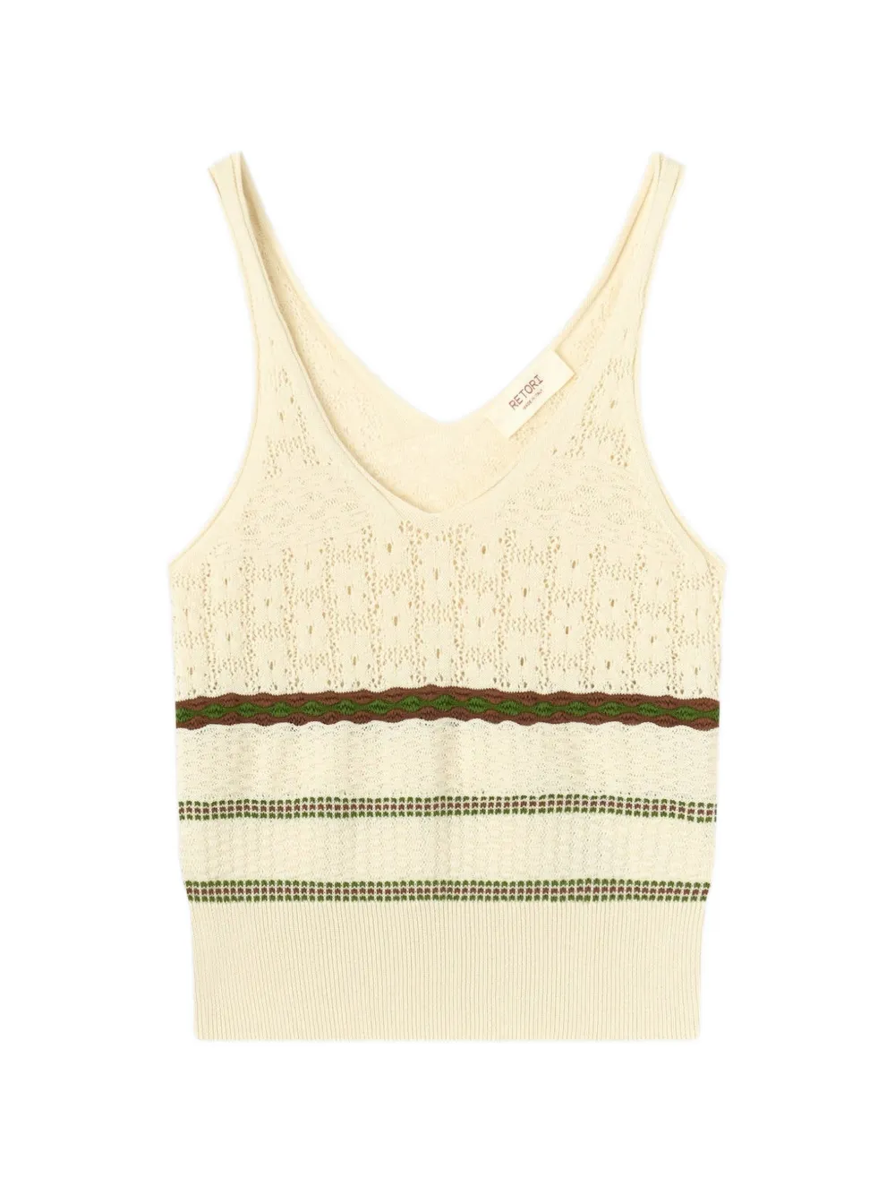 RETORI mix-stitch knit cotton top - Toni neutri