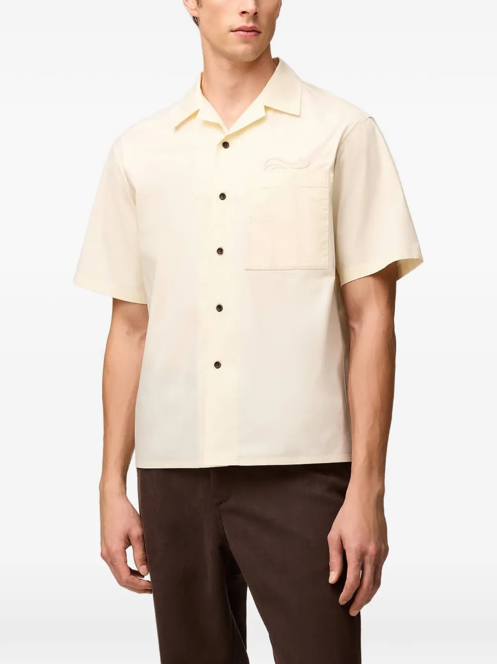 RETORI Bowlingshirt met borduurwerk Beige