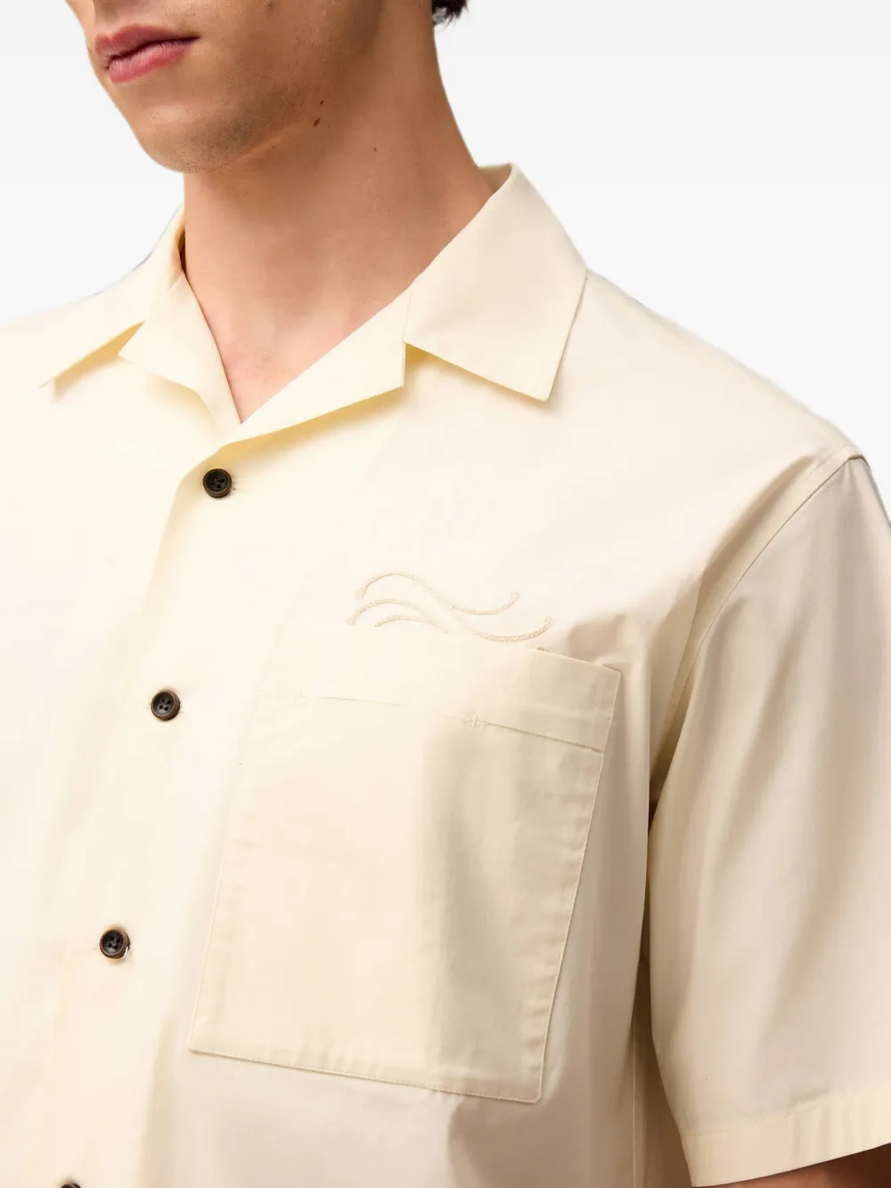 RETORI Bowlingshirt met borduurwerk Beige