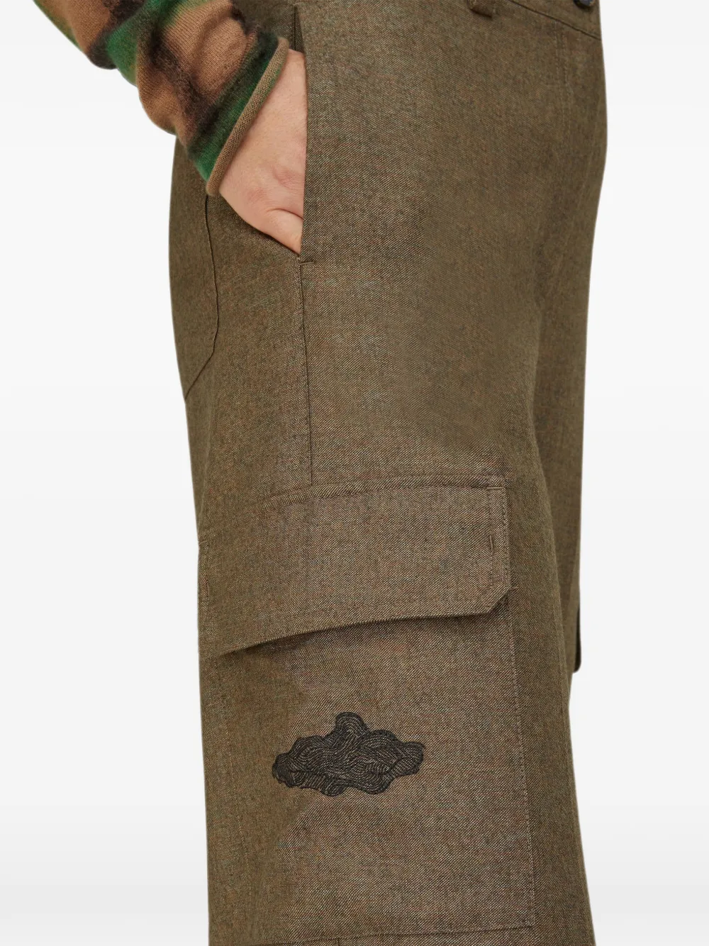 RETORI Broek met geborduurd logo Bruin
