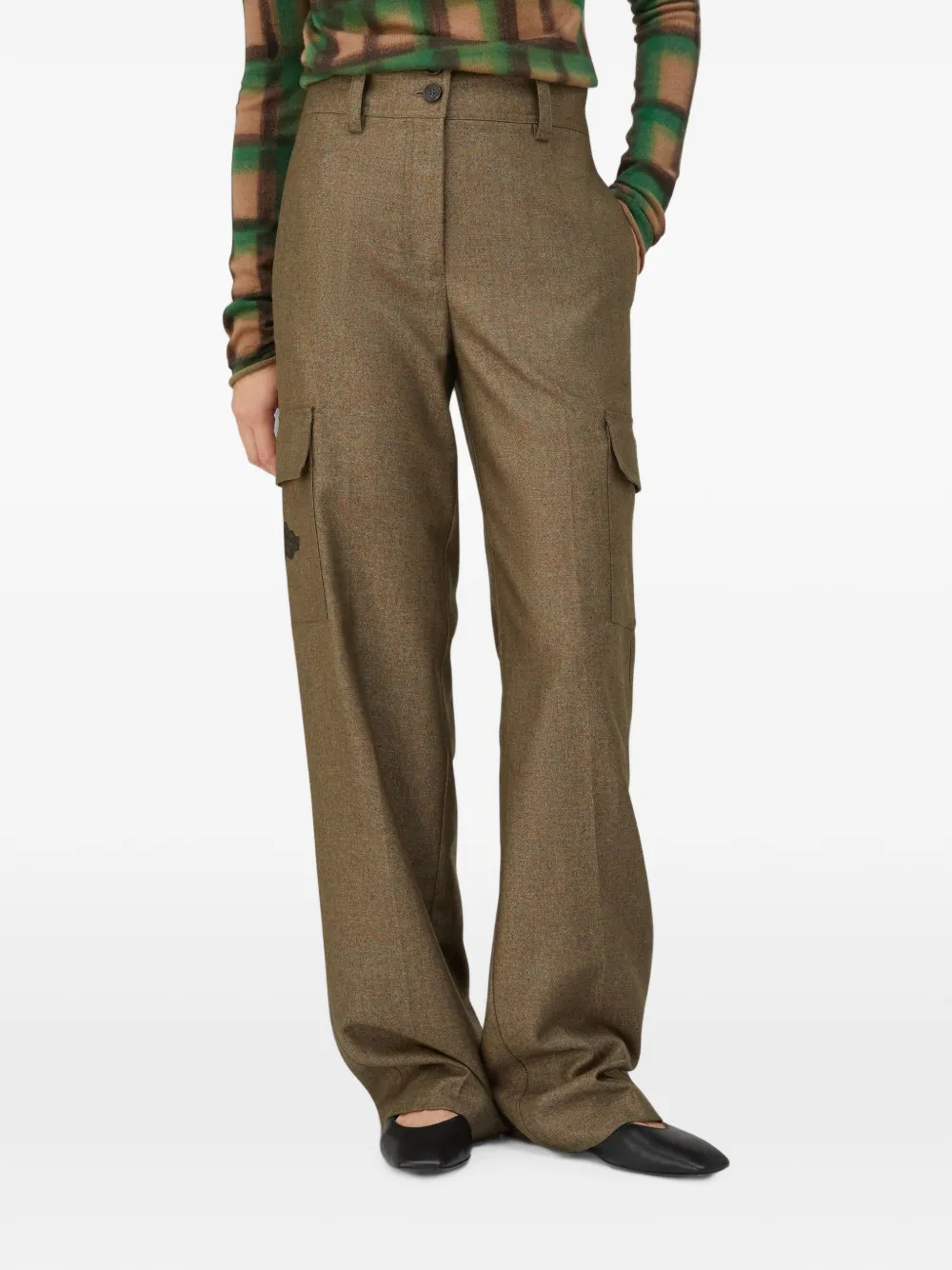 RETORI Broek met geborduurd logo Bruin