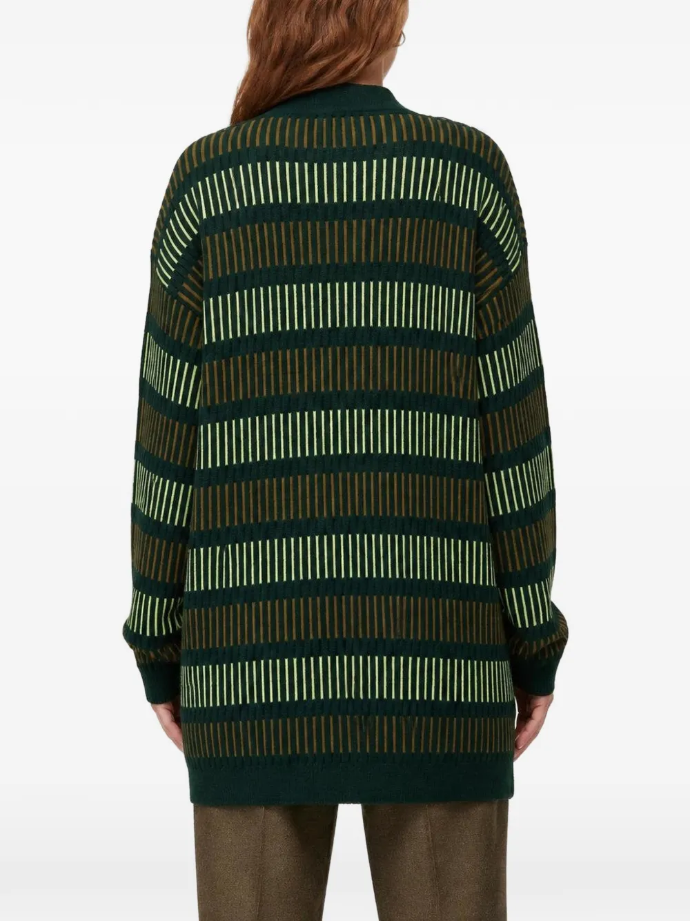RETORI Vest met V-hals en jacquard Groen