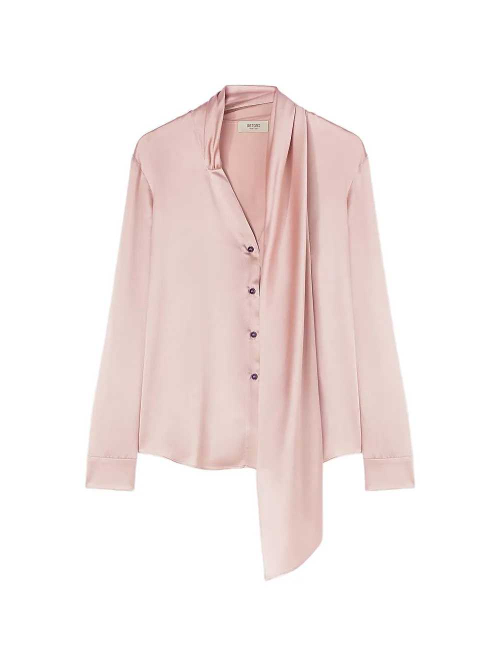 RETORI scarf-detail silk shirt - Rosa