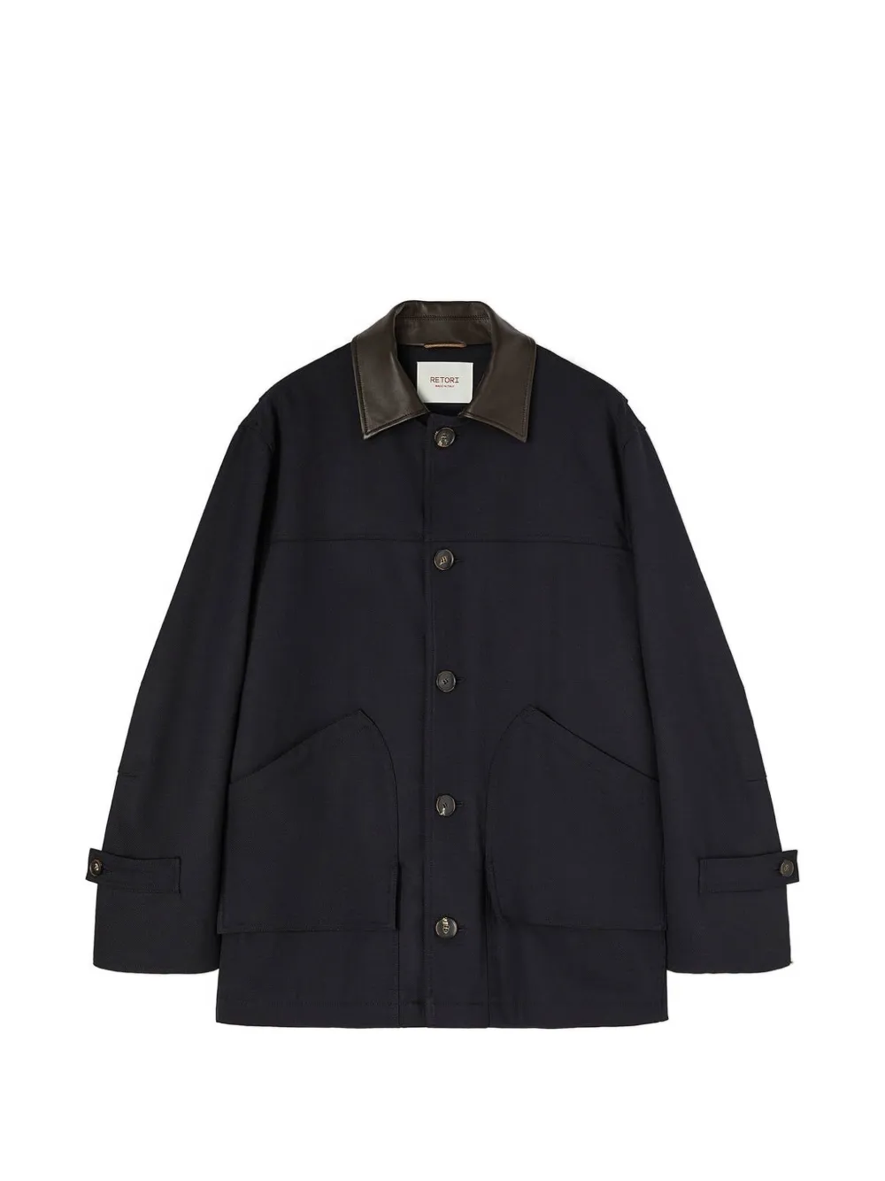 RETORI leather-collar field jacket - Blu