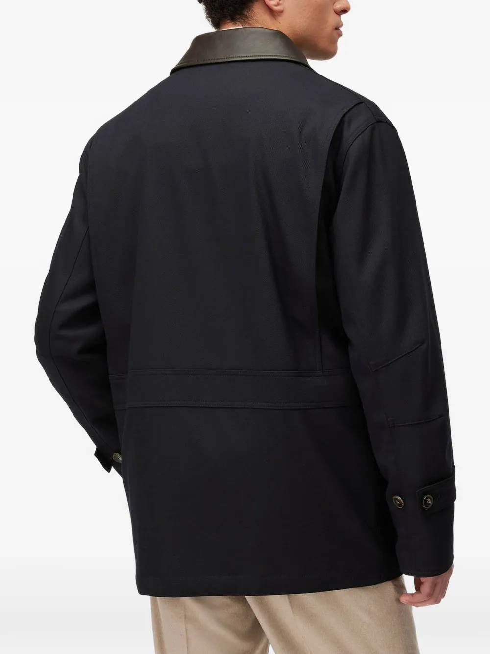 RETORI Veldjack met leren kraag Blauw