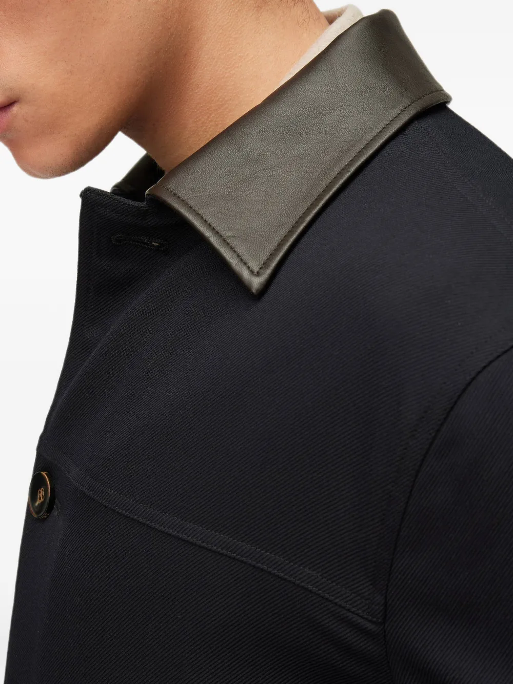 RETORI Veldjack met leren kraag Blauw