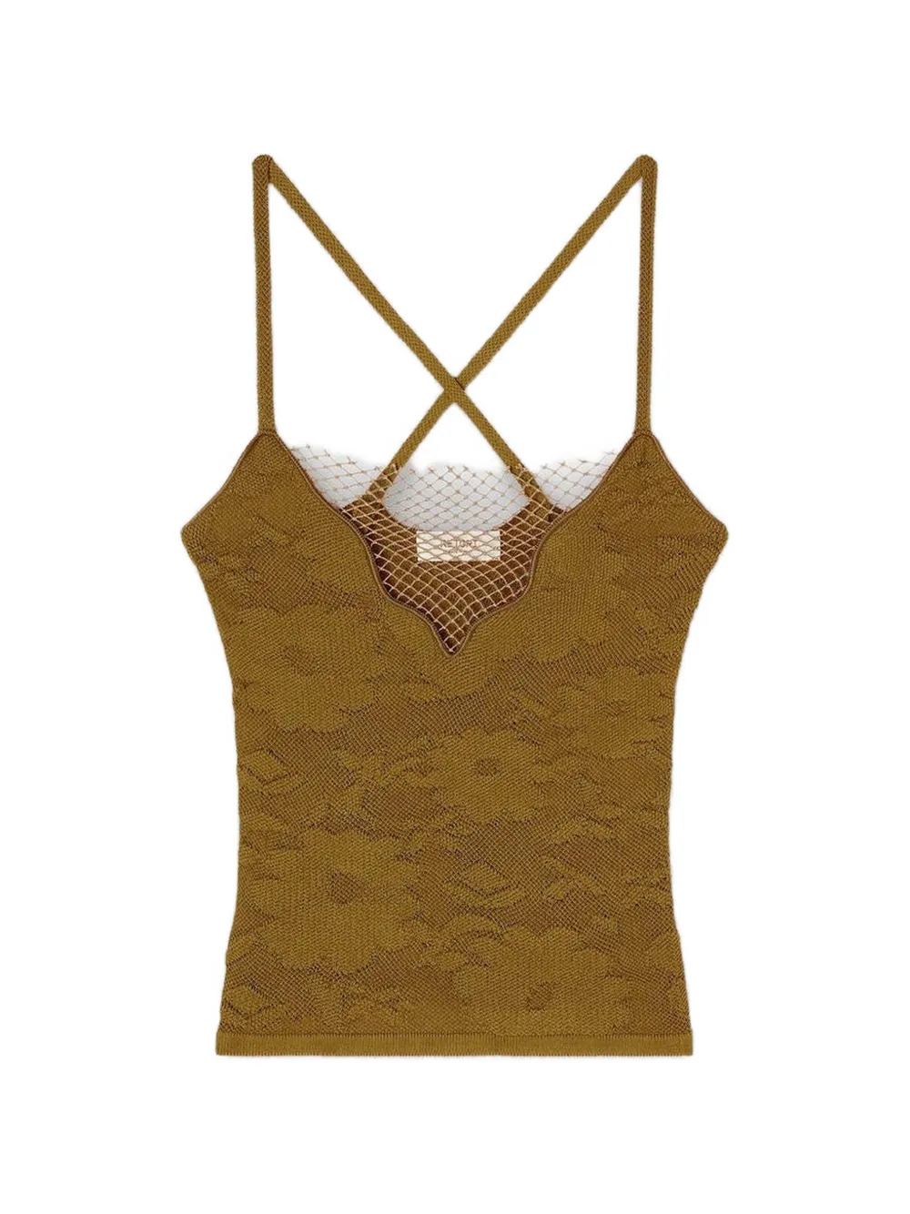 RETORI jacquard-knit net-detail top - Marrone