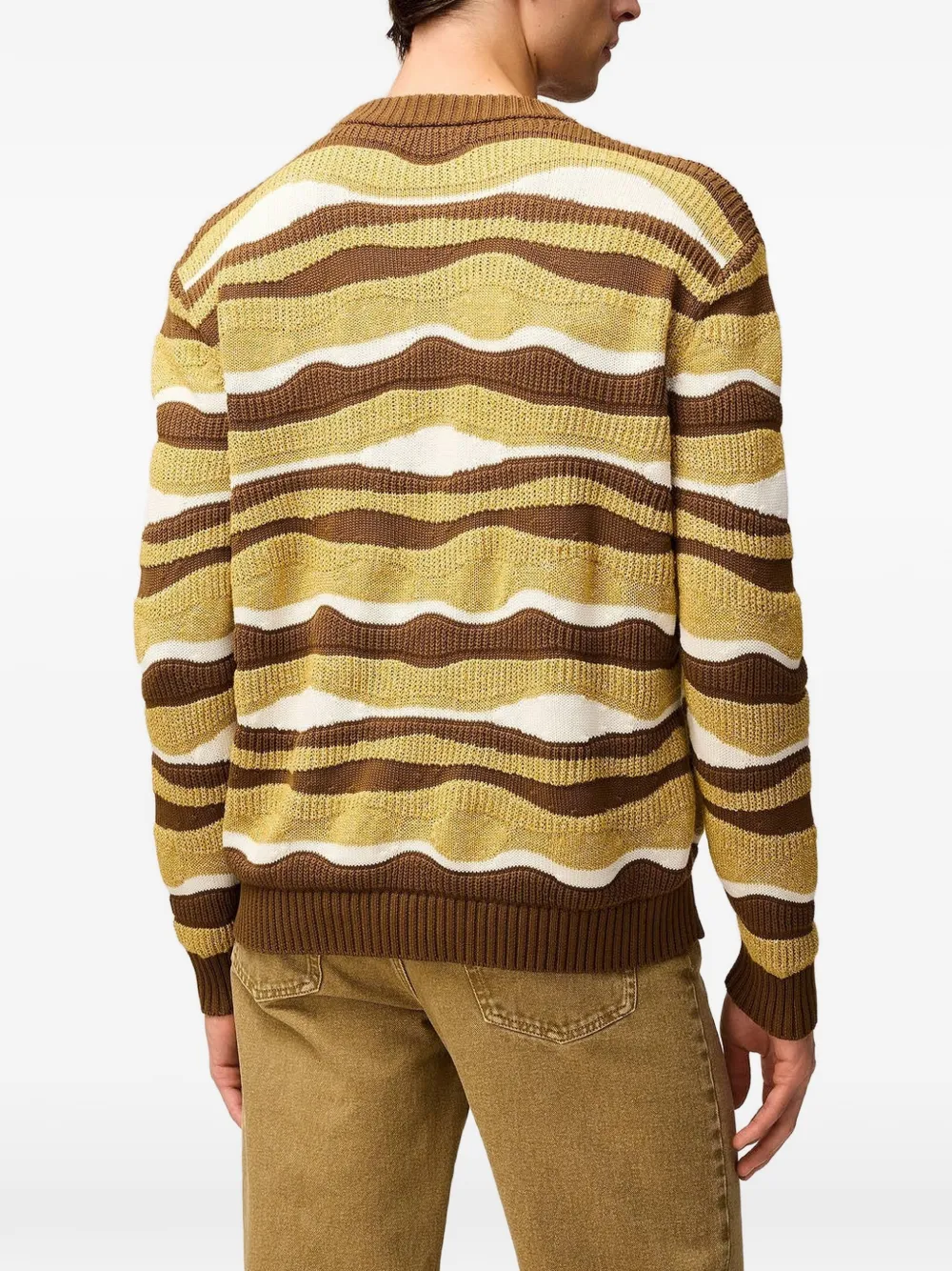 RETORI Gebreide trui met golven-jacquard Bruin
