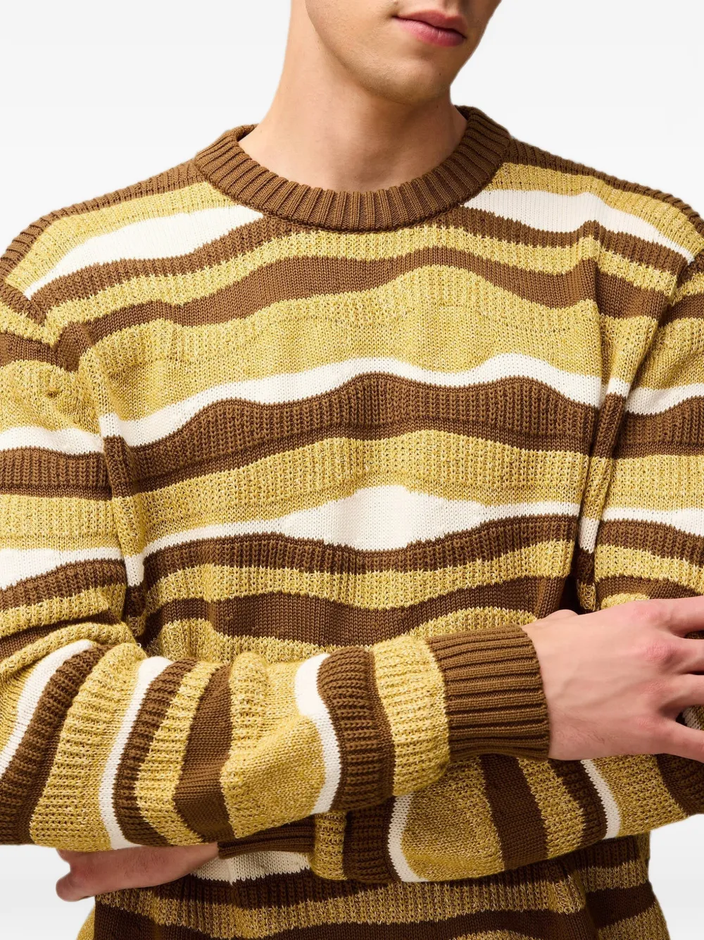 RETORI Gebreide trui met golven-jacquard Bruin
