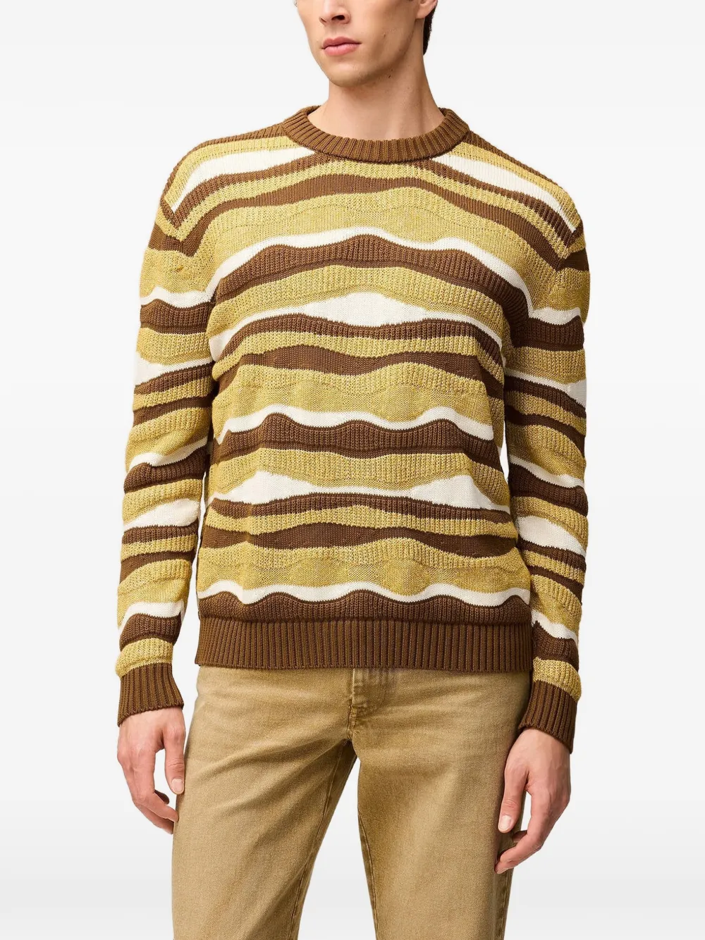 RETORI Gebreide trui met golven-jacquard Bruin