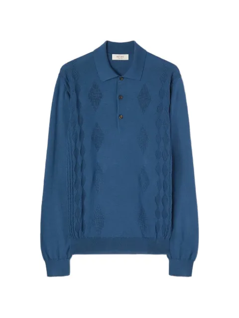 RETORI argyle-knit long-sleeve polo shirt