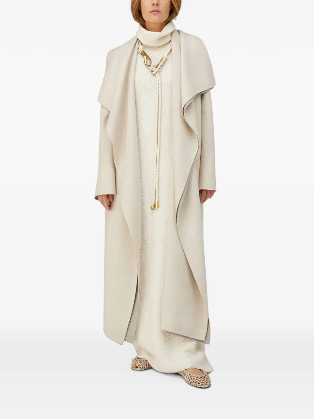RETORI Mouwloze maxi-jurk met maxi-kraag Beige