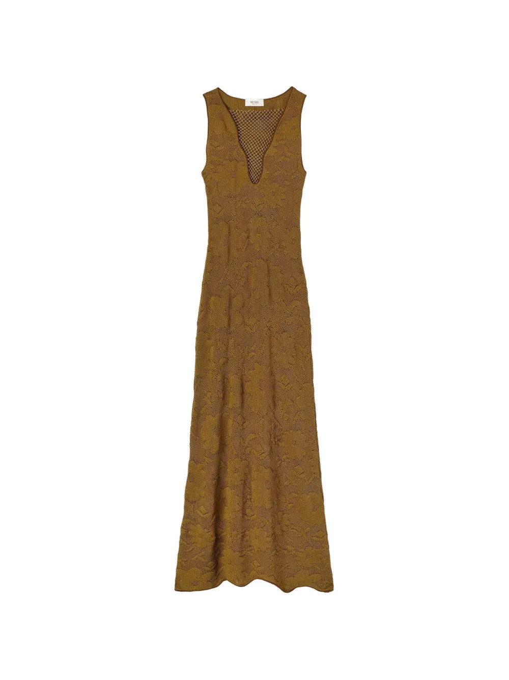 RETORI jacquard-knit net-detail midi dress - Marrone