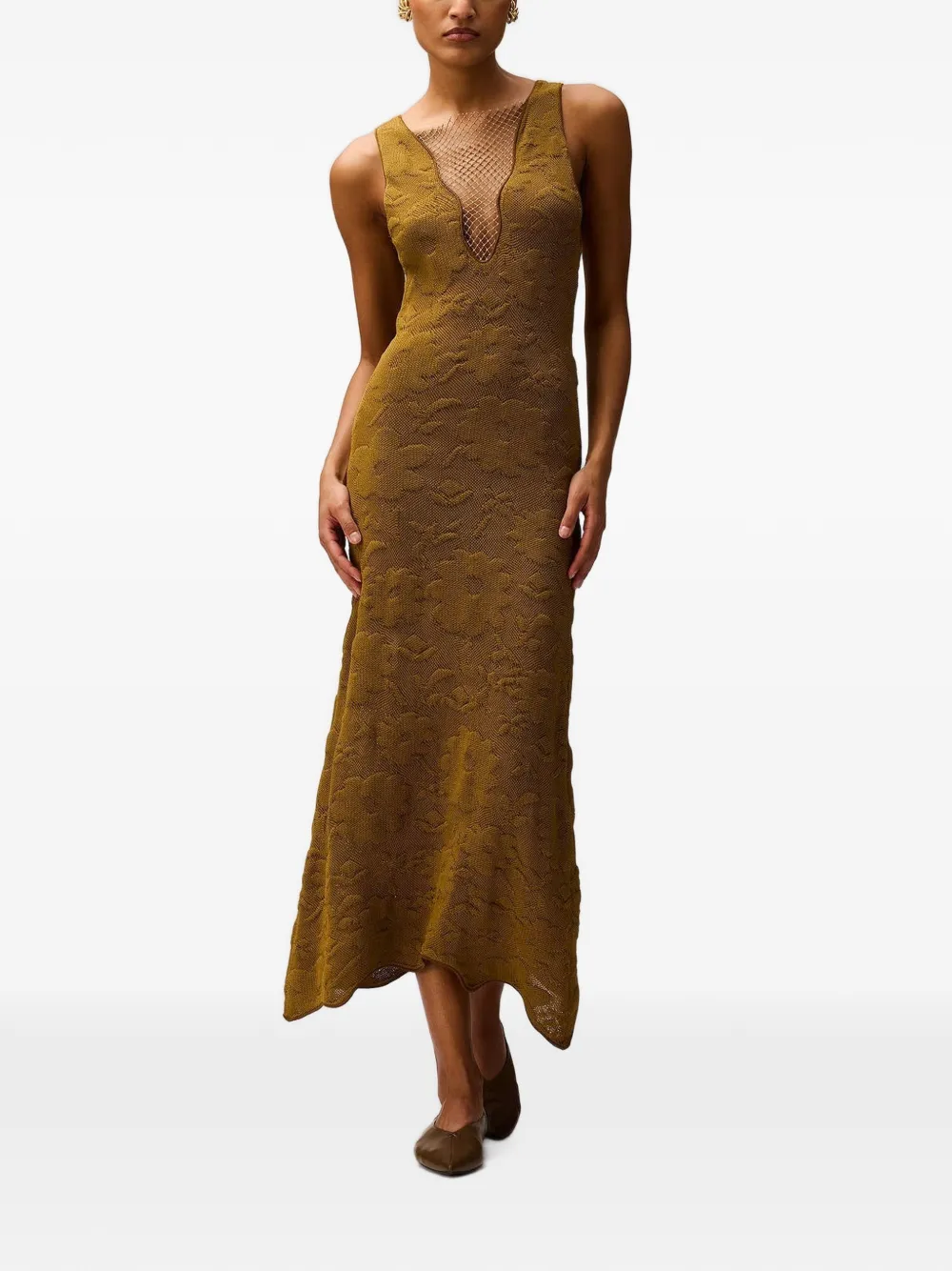 RETORI Gebreide midi-jurk met jacquard Bruin