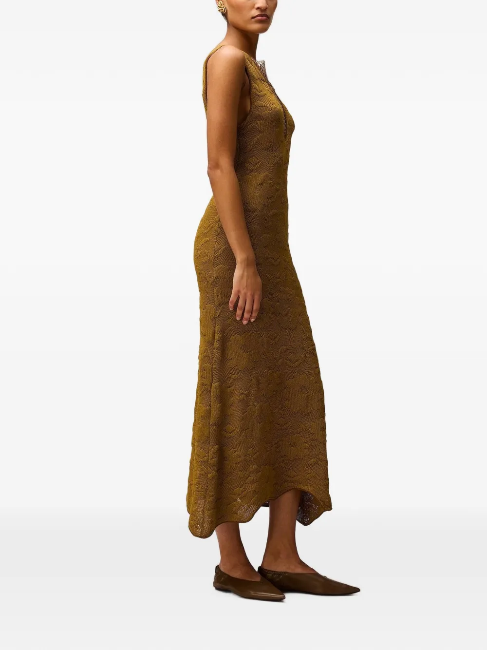 RETORI Gebreide midi-jurk met jacquard Bruin
