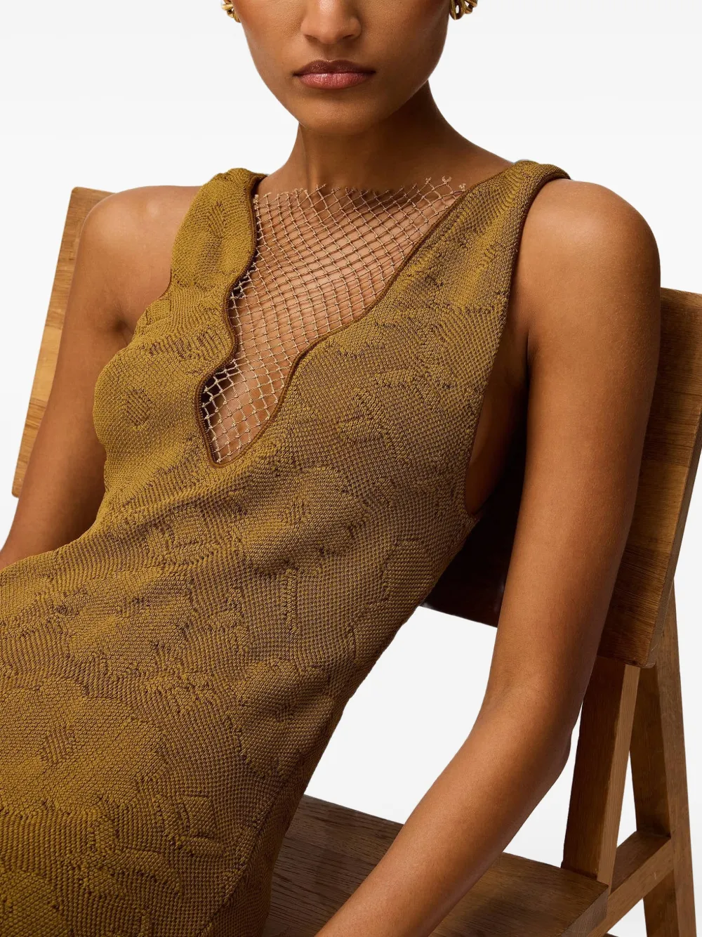RETORI Gebreide midi-jurk met jacquard Bruin