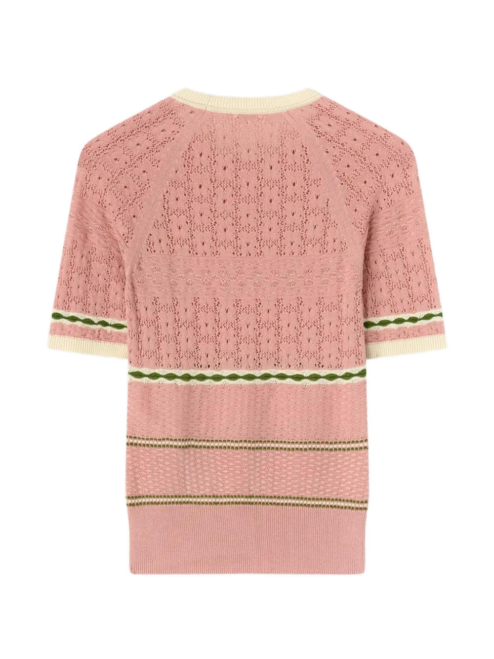 RETORI Gestreept T-shirt met bloemenstiksels Roze