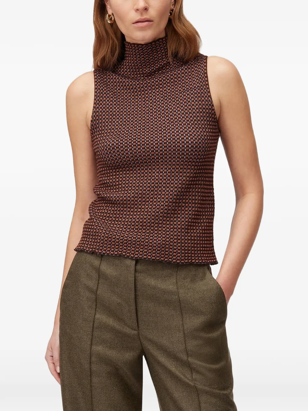 RETORI jacquard-knit sleeveless top - Marrone