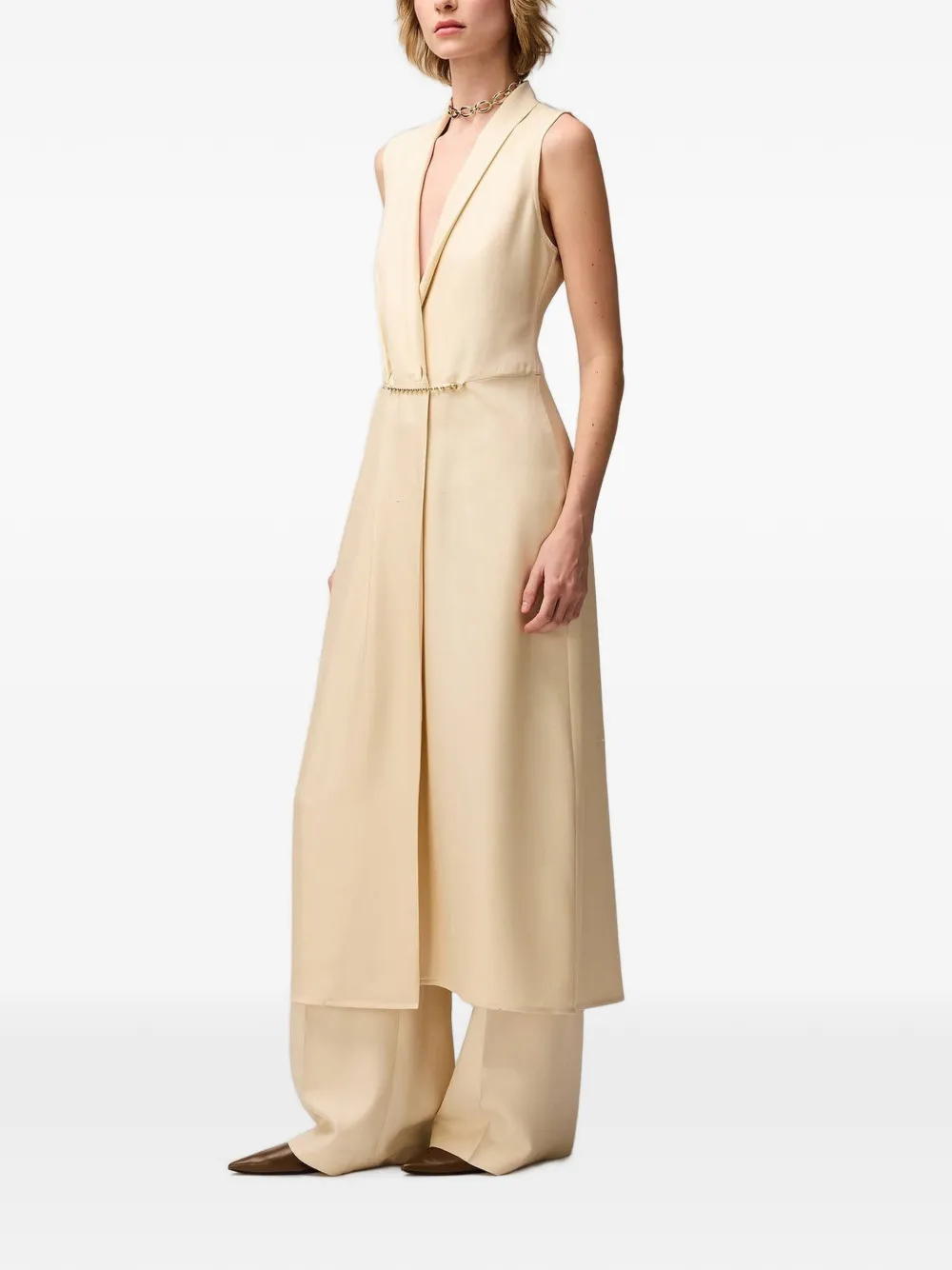 RETORI Zijden jurk met kettingdetail Beige