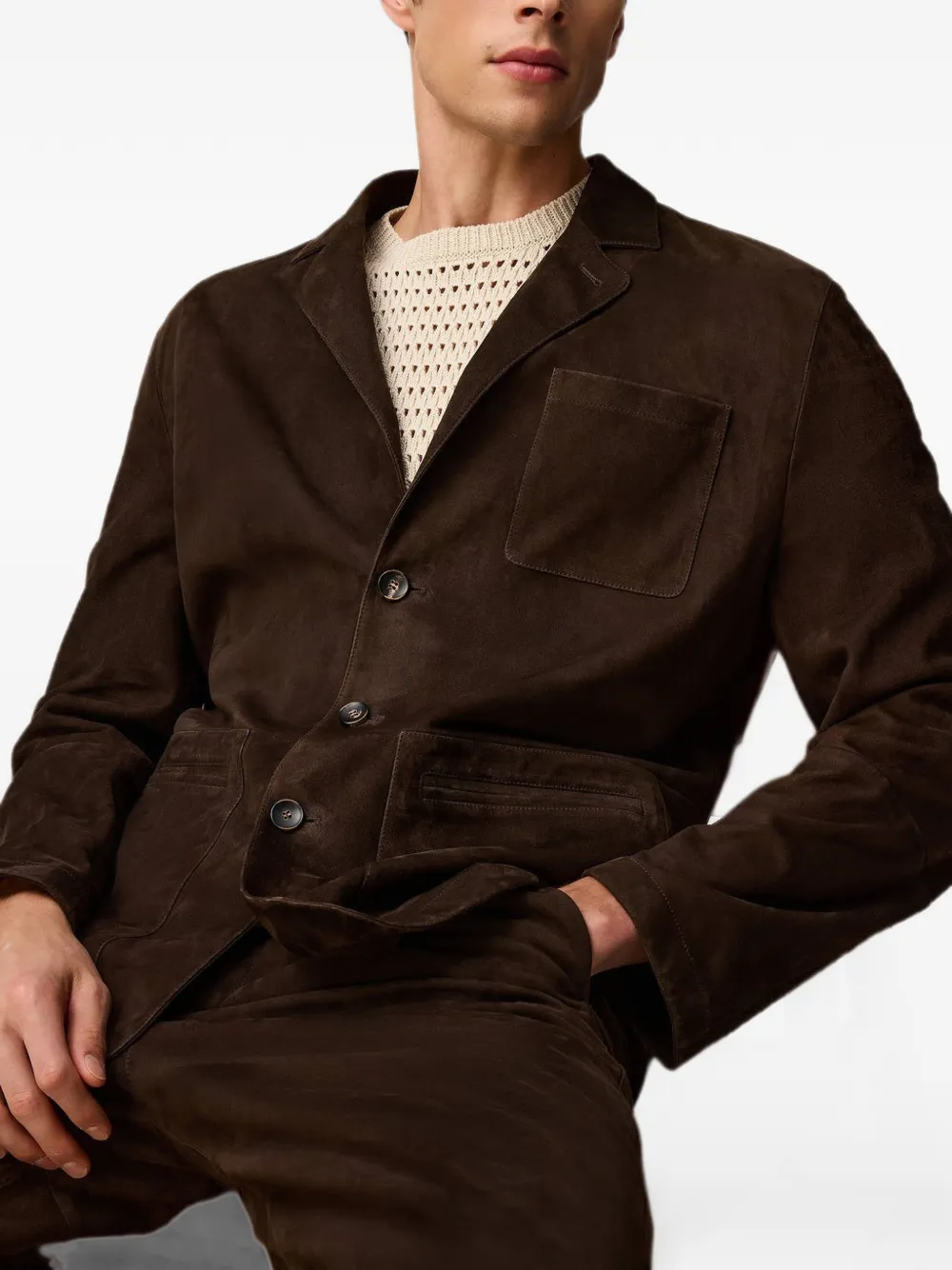 RETORI Blazer met enkele rij knopen Bruin