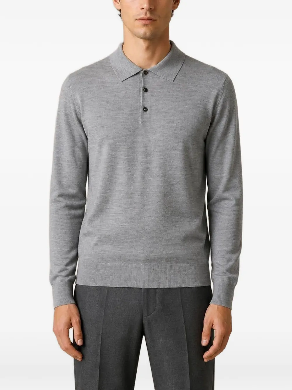 RETORI Gebreid poloshirt Grijs
