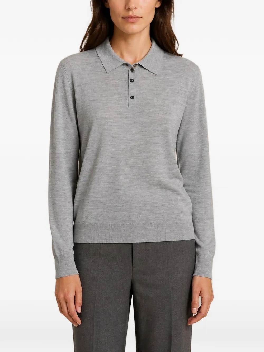RETORI Gebreid poloshirt Grijs