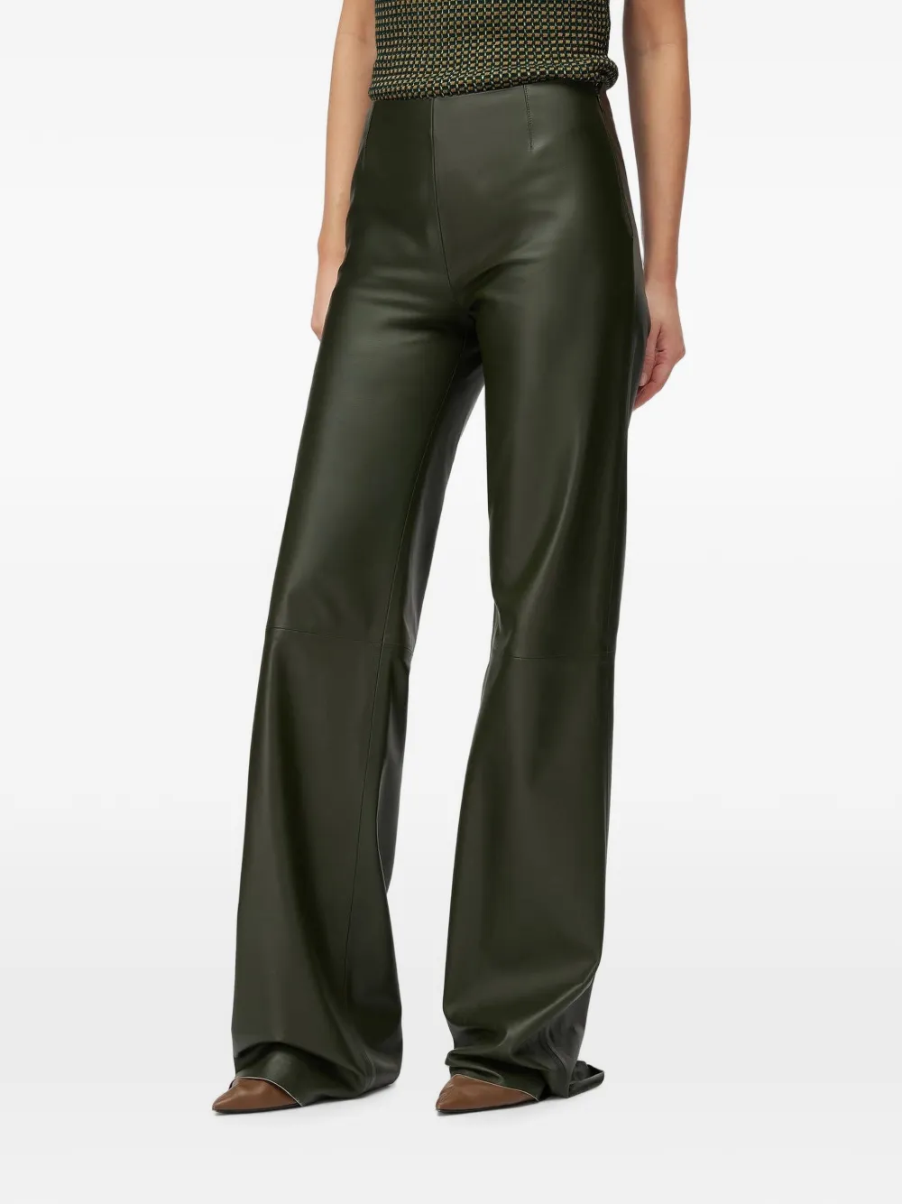 RETORI Straight broek met flared manchetten Groen
