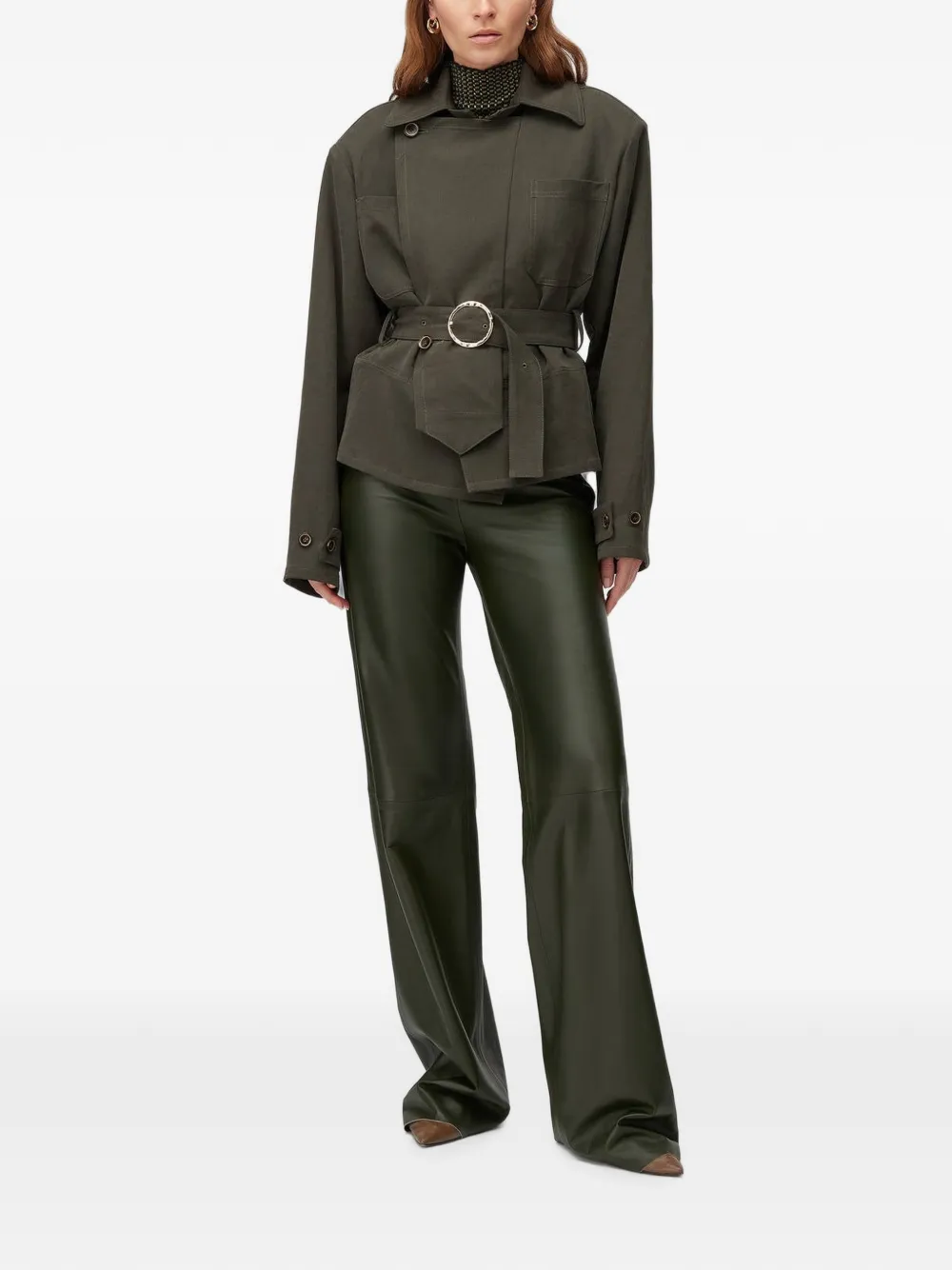 RETORI Straight broek met flared manchetten Groen