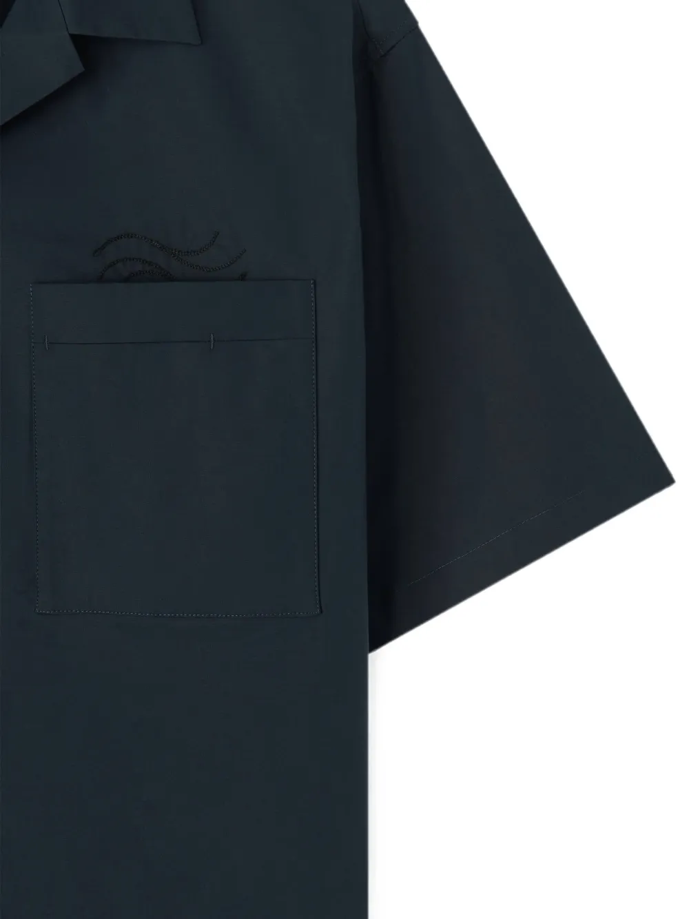RETORI Bowlingshirt met borduurwerk Blauw