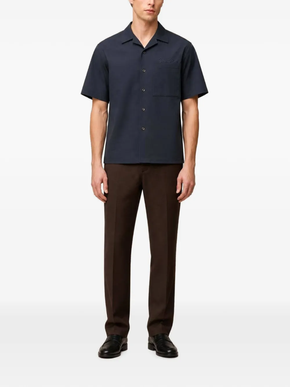RETORI Bowlingshirt met borduurwerk Blauw