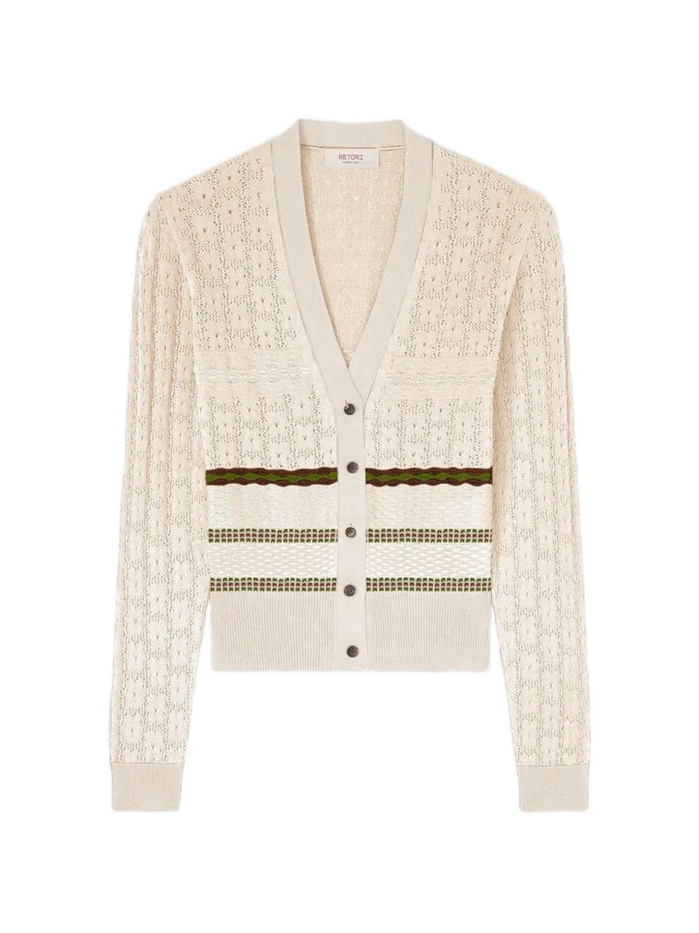 RETORI mix-stitch knit cardigan - Neutrals