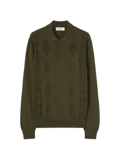 RETORI mixed argyle long-sleeve polo shirt