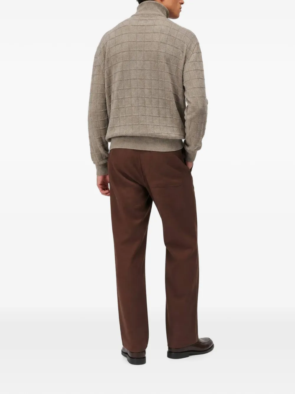 RETORI Geruite sweater met hoge hals Beige