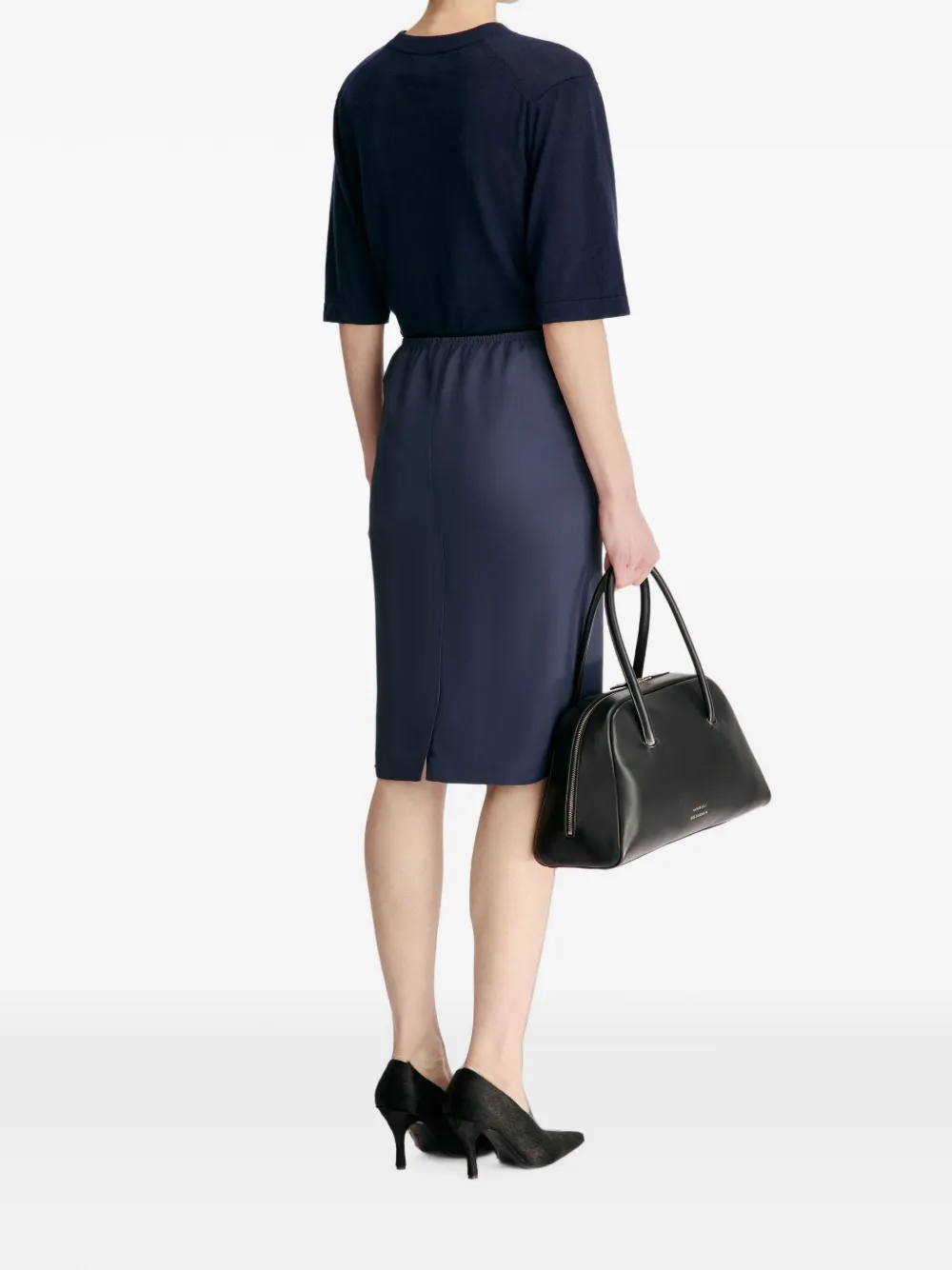 LouLou de Saison Kruise straight midi-rok met elastische taille Blauw