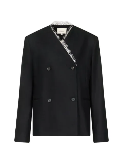 LouLou de Saison Leandra lace-trim double-breasted blazer