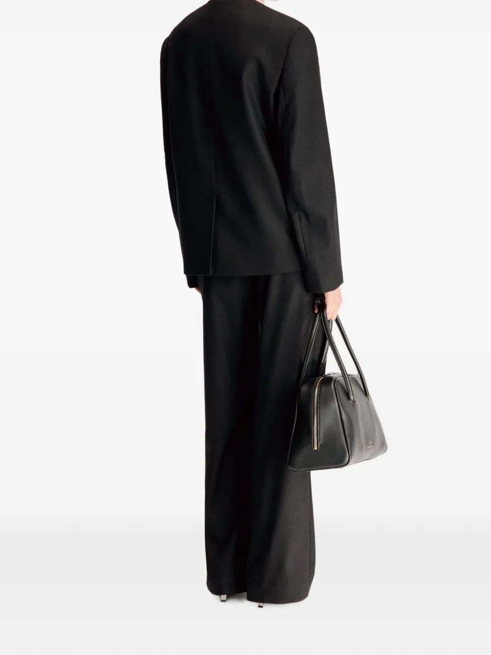 LouLou de Saison Leandra blazer met dubbele rij knopen en kanten afwerking Zwart