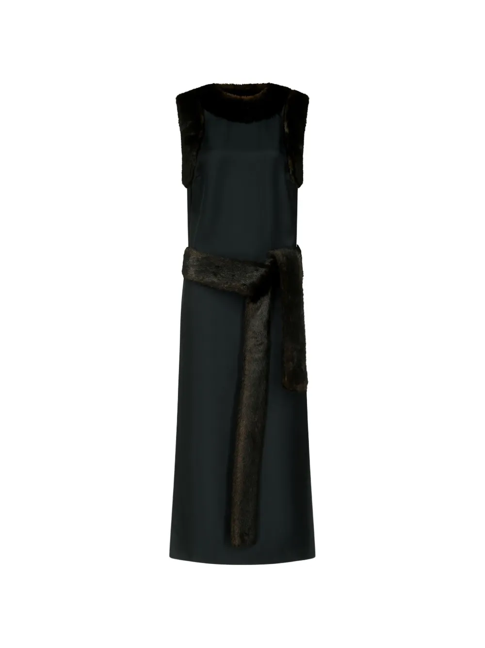 LouLou de Saison Luca fur-trim sleeveless silk midi dress